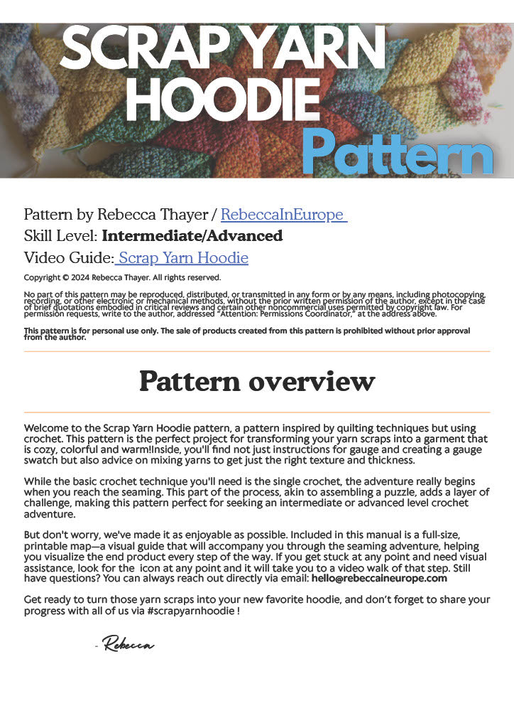 Scrap Yarn Crochet Hoodie Pattern